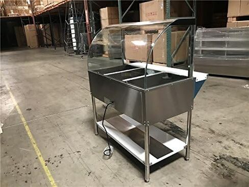 Commercial 3 Pan Open Well Steam Table, Stainless Steel, 1500W, 120V, 43x30x34 Inch, with Sneeze Guard and Undershelf, N3 ETL in Kuwait