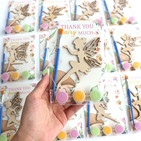 12-Pack Pre-Packaged Fairy Party Favors, Wooden Fairy Cutouts with Hanging Hole & Painting Kits for Girls, Magical DIY Crafts and Enchanted Party Decorations & Thank You Gifts for Guests in Kuwait
