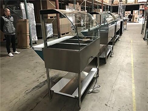 Commercial 3 Pan Open Well Steam Table, Stainless Steel, 1500W, 120V, 43x30x34 Inch, with Sneeze Guard and Undershelf, N3 ETL in Kuwait