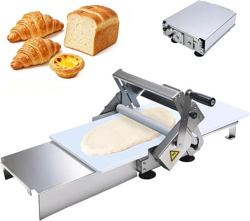 40.6"X22.8" Foldable Manual Dough Sheeter, Stainless Steel Dough Roller Machine with 0-25mm Adjustable Thickness, Pastry Sheeter for Pizza Dough, Croissant Dough, Bakery, Restaurant & Home Use in Kuwait