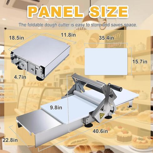 40.6"X22.8" Foldable Manual Dough Sheeter, Stainless Steel Dough Roller Machine with 0-25mm Adjustable Thickness, Pastry Sheeter for Pizza Dough, Croissant Dough, Bakery, Restaurant & Home Use in Kuwait