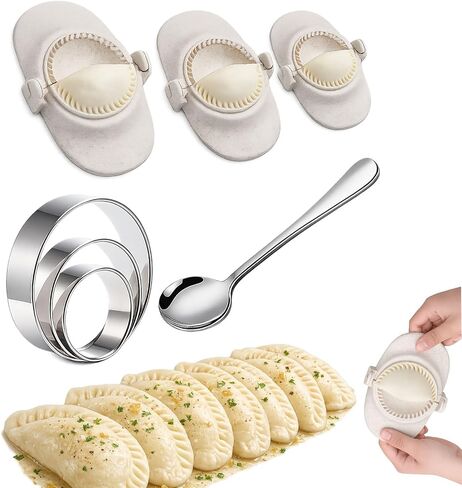 Dumpling Maker Set with Dough Cutter, Easy One-Press Dumpling & Pastry Press Mold for Home Cooking, No Leaking, Secure Seal, 3 Sizes (4", 3", 2.6") in Kuwait