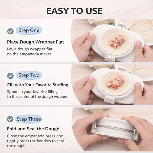 Dumpling Maker Set with Dough Cutter, Easy One-Press Dumpling & Pastry Press Mold for Home Cooking, No Leaking, Secure Seal, 3 Sizes (4", 3", 2.6") in Kuwait