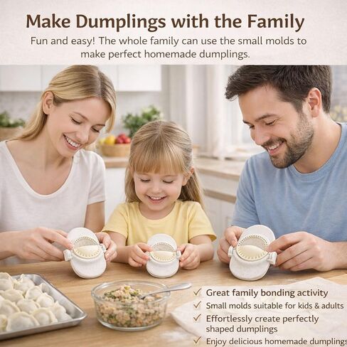 Dumpling Maker Set with Dough Cutter, Easy One-Press Dumpling & Pastry Press Mold for Home Cooking, No Leaking, Secure Seal, 3 Sizes (4", 3", 2.6") in Kuwait