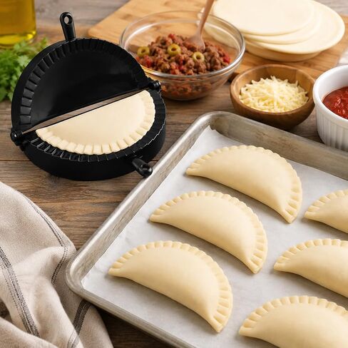 2-Pack Empanada Maker Press Set, 7 Inch Dumpling Mold for Hand Pies, Turnovers and Pastries, Black Durable Plastic in Kuwait