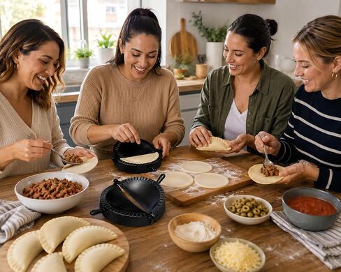 2-Pack Empanada Maker Press Set, 7 Inch Dumpling Mold for Hand Pies, Turnovers and Pastries, Black Durable Plastic in Kuwait