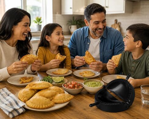 2-Pack Empanada Maker Press Set, 7 Inch Dumpling Mold for Hand Pies, Turnovers and Pastries, Black Durable Plastic in Kuwait