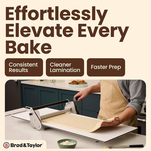 قطاعة العجين على سطح المنضدة من Brod & Taylor (مع حقيبة حمل)، تشغيل يدوي، سمك قابل للتعديل 0-26 مم لتصفيح أسرع وأكثر اتساقًا in Kuwait