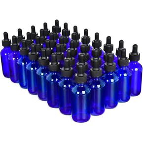 June Fox 2oz Glass Dropper Bottle, 40 Pack Blue Glass Bottles with Glass Droppers (40, Amber) in Kuwait
