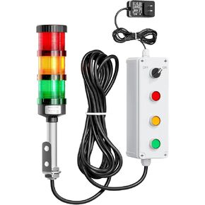3 Stack LED Andon Tower Light, Red/Yellow/Green, 24VDC ON/Off, Bright Alarm Signal Light for Factory, Warehouses, Laboratories, 16.4ft Extension Cord, 9.84ft Power Adapter in Kuwait