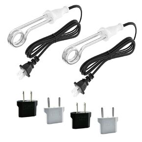2 Pack Immersion Heater, 300W - 120V/ 600W - 240V Portable Electric Heater, Suitable for Camping Trips, Coffee/Tea/Soup in Kuwait