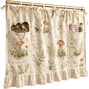 Oven Skirt Curtain, Heat-Resistant Oven Skirt for Door with Pockets, Decorative Mushroom Pattern Oven Curtain, 60x45 cm OvenSkirt for Kitchen Safety and Organization in Kuwait