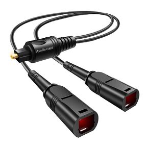 avedio links مقسم كابل الصوت البصري 1 في 2 خارج، Toslink Digital Fiber Audio Splitter 1 مدخل ذكر 2 أنثى دعم الإخراج LPCM2.0 Doldy DTS Digital & DTS 5.1CH لأجهزة Xbox، PS4، TV Box، Sound Bar، إلخ in Kuwait