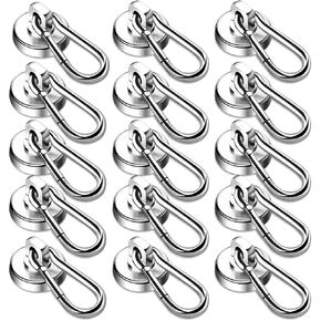 DIYMAG Magnetic Hooks, 70LBS Heavy Duty Neodymium Magnetism with Swivel Carabiner Hook,Great for Your Refrigerator and Other Magnetics Surfaces, Pack of 15 in Kuwait