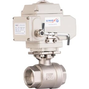 UNOX 2-1/2" Motorized Ball Valve 24V DC NPT, Electric Actuated Ball Valve Stainless Steel AISI304, 2-Piece Threaded, 63 Bar, Auto Return, Normally Closed in Saudi Arabia