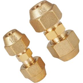 Professional Grade AC Pipe Fittings: 2-Piece Brass Connectors for 3/8" and 1/4" Copper Tubing in Kuwait