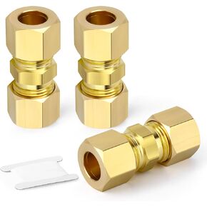3PCS Brass Compression Union Connector, 3/4" OD x 3/4" OD Pipe Fitting for Oil/Water/Gas in Kuwait