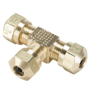 Parker Hannifin 264NTA-4-pk5 Air Brake-NTA Union Tee Fitting, Brass, 1/4" Compression Tube x 1/4" Compression Tube (Pack of 5) in Saudi Arabia