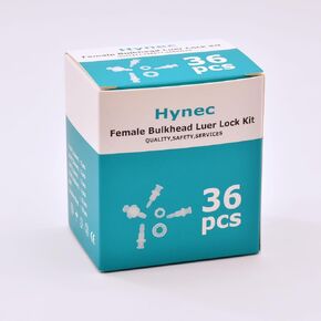 Hynec Polypropylene (PP) Female Bulkhead Luer Lock to Hose Barb Connector Sample Kit, 36-Pack, 1/4-28 UNF, Heat-Resistant & Chemically Inert for Medical/Lab/Food Processing/Chemical in Kuwait