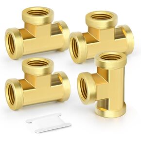 4PCS Brass Tee Pipe Fitting, 3/8"NPT Female Thread Adapter, for Oil/Water/Gas in Kuwait