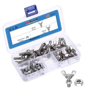 12Pcs Wing Butterfly Screws M8x20, 304 Stainless Steel Butterfly Screw Thumb Hand Twist Tightening Wing Bolt with Nuts - Machine Fastener Equipment Mounting Use, Silver in Kuwait