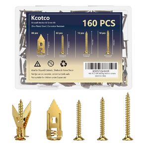 160Pcs Self Drilling Drywall Anchors with Screws Kit，Metal & Heavy Duty Grip Anchors for Wall，Sheetrock， Expansion Anchor Assorted Sizes for Picture Frames，Mirror，Cabinet， Shelves & Home Decor， in Kuwait
