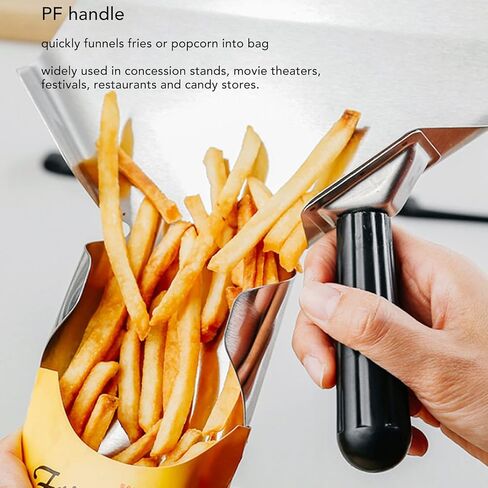Stainless Steel French Fry Bagger, Popcorn Scoop, Potato Chip Serving Scooper, Ice Candy Snacks Desserts Scooper with Removable Handle for Chips Popcorn in Kuwait