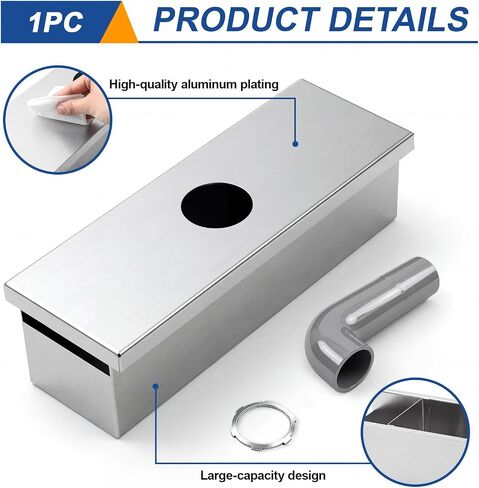 17-1/16"l X 5-1/8"w X 3-3/4"h Grease Box for Restaurant Canopy Hood Exhaust Fan Includes Down Spout Aluminized Metal Hood Accessories for Restaurant in Kuwait