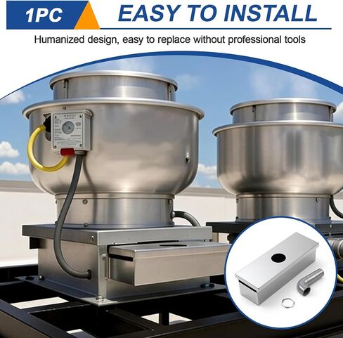 17-1/16"l X 5-1/8"w X 3-3/4"h Grease Box for Restaurant Canopy Hood Exhaust Fan Includes Down Spout Aluminized Metal Hood Accessories for Restaurant in Kuwait