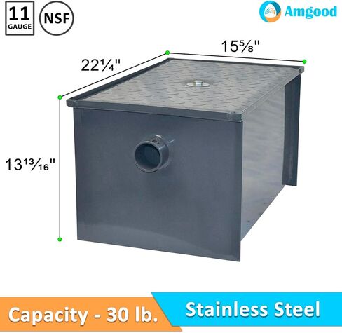 30 LB Carbon Steel Grease Trap Interceptor for Restaurant Under Sink Kitchen | 15 GPM | PDI Certified in Kuwait