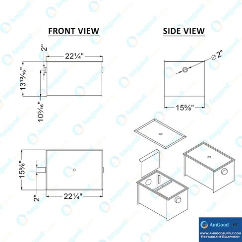 30 LB Carbon Steel Grease Trap Interceptor for Restaurant Under Sink Kitchen | 15 GPM | PDI Certified in Kuwait