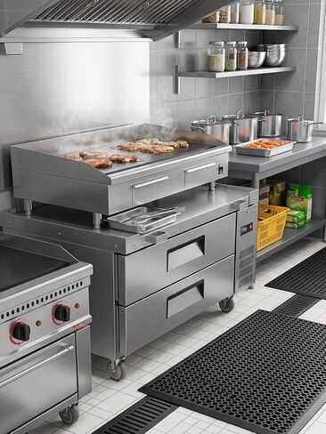 Coolski Commercial Chef Base Refrigerator, 48"W Double Drawers Chef Bases Worktop Refrigerators with Wheels, 33-41℉, 10 Pans Commercial Undercounter Fridge for Restaurant/Bar/Diner/Kitchen Use in Kuwait