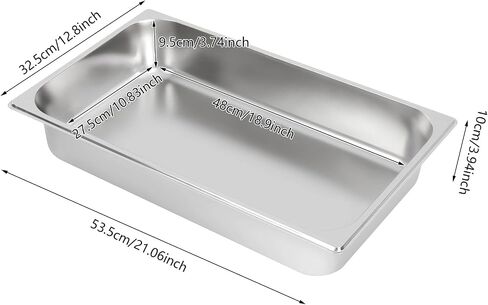 4 Pack Stainless Steel Hotel Pans, Full Size 4" Deep Commercial Food Pans With Lid Catering Food Storage Metal Pan Chafing Dishes Dinner Buffet Server for Food Prep Restaurant (21" x 12.8" x 3.9") in Kuwait