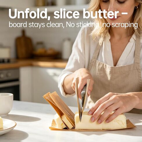 Butter Wrappers for Homemade, Greaseproof Paper Sheets, 100 Packs Oil-Resistant and Non-Stick Baking Paper, Pre-Cut Unbleached Sheets, Simple to Use, Sturdy and Long-Lasting, Great for Butter in Kuwait