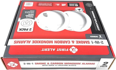 First Alert Combination Smoke & Carbon Monoxide Alarm, Interconnect Hardwire Detector with Battery Backup and Voice & Location Alerts, SMCO100V-AC, 2-Pack in Kuwait