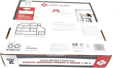 First Alert Combination Smoke & Carbon Monoxide Alarm, Interconnect Hardwire Detector with Battery Backup and Voice & Location Alerts, SMCO100V-AC, 2-Pack in Kuwait