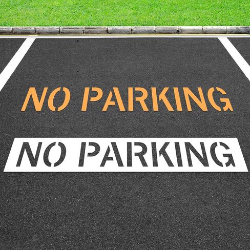No Parking Silicone Stencil, 10 Inch Letter Height, Reusable White Silicone Stencil 1mm Thick, 14 x 91 in Large Pavement Marking Template for Asphalt Concrete Parking Lot in Kuwait