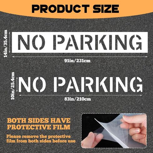 No Parking Silicone Stencil, 10 Inch Letter Height, Reusable White Silicone Stencil 1mm Thick, 14 x 91 in Large Pavement Marking Template for Asphalt Concrete Parking Lot in Kuwait