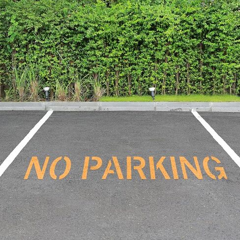 No Parking Silicone Stencil, 10 Inch Letter Height, Reusable White Silicone Stencil 1mm Thick, 14 x 91 in Large Pavement Marking Template for Asphalt Concrete Parking Lot in Kuwait