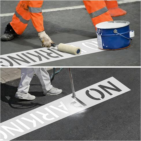 No Parking Silicone Stencil, 10 Inch Letter Height, Reusable White Silicone Stencil 1mm Thick, 14 x 91 in Large Pavement Marking Template for Asphalt Concrete Parking Lot in Kuwait
