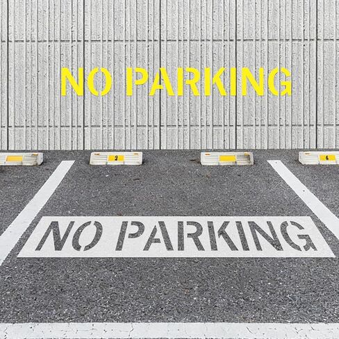 No Parking Silicone Stencil, 10 Inch Letter Height, Reusable White Silicone Stencil 1mm Thick, 14 x 91 in Large Pavement Marking Template for Asphalt Concrete Parking Lot in Kuwait