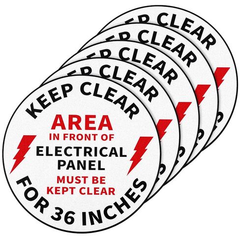 5 Pack Keep Electrical Panel Clear Floor Sign, 17" Anti-Slip Electrical Keep Clear Area Stickers Decal for Factory Warehouse Laboratory in Kuwait