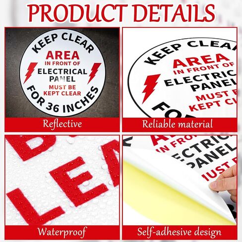 5 Pack Keep Electrical Panel Clear Floor Sign, 17" Anti-Slip Electrical Keep Clear Area Stickers Decal for Factory Warehouse Laboratory in Kuwait