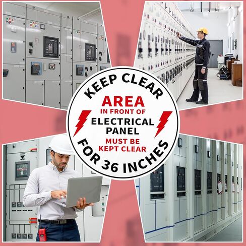 5 Pack Keep Electrical Panel Clear Floor Sign, 17" Anti-Slip Electrical Keep Clear Area Stickers Decal for Factory Warehouse Laboratory in Kuwait