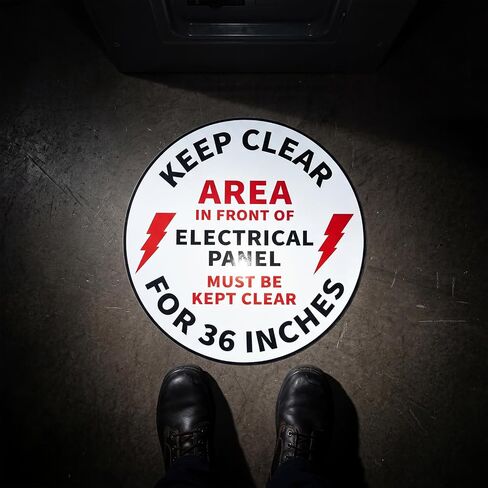 5 Pack Keep Electrical Panel Clear Floor Sign, 17" Anti-Slip Electrical Keep Clear Area Stickers Decal for Factory Warehouse Laboratory in Kuwait