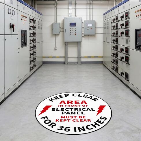 5 Pack Keep Electrical Panel Clear Floor Sign, 17" Anti-Slip Electrical Keep Clear Area Stickers Decal for Factory Warehouse Laboratory in Kuwait