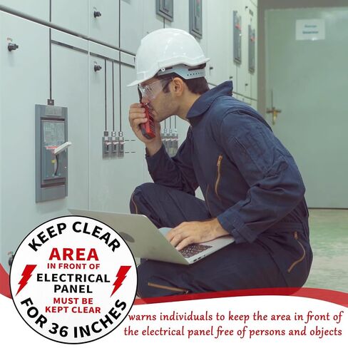 5 Pack Keep Electrical Panel Clear Floor Sign, 17" Anti-Slip Electrical Keep Clear Area Stickers Decal for Factory Warehouse Laboratory in Kuwait