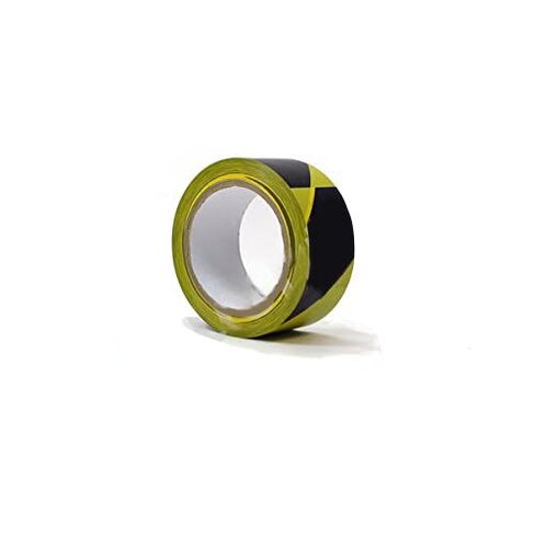 ASA Vinyl Floor Marking, Safety Marking, Gym, Court Floor, Light Traffic Floor, Social Distancing, Marking Tape, 2" (48mm) x 36 Yards (108"), 5 Mil, PVC, Black & Yellow Stripe, (1 Roll) in Kuwait