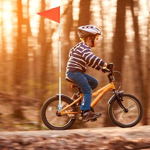 YARNOW 2 Sets 6Ft Bike Safety Flag with Pole, Solid Fiberglass High Visibility Bicycle Flag with Mounting Bracket for Kids & Adults, Adjustable Height for ATV UTV Trailer, Bright Orange in Kuwait