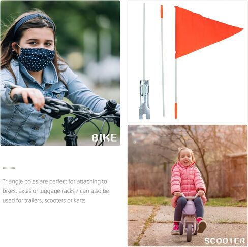 YARNOW 2 Sets 6Ft Bike Safety Flag with Pole, Solid Fiberglass High Visibility Bicycle Flag with Mounting Bracket for Kids & Adults, Adjustable Height for ATV UTV Trailer, Bright Orange in Kuwait